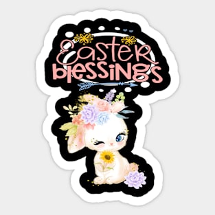 Easter Bunny Cute Spring Blessings Fun Egg Hunting Basket Sticker